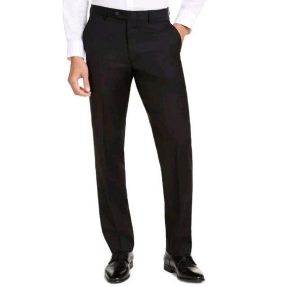 Michael Kors Pants Men 33x32 Solid Black Stretch Modern Flat Dress Airsoft NWT - Picture 1 of 14